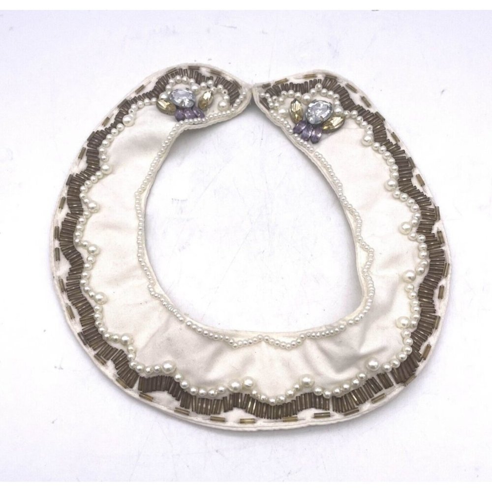 Rendz Pearl Crystal Collar Necklace Hook & Eye Closure